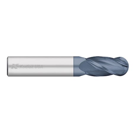 Kodiak Cutting Tools 11/32 Carbide Endmill 4 Flute Single End Ball Nose ALTIN Coated 5433417